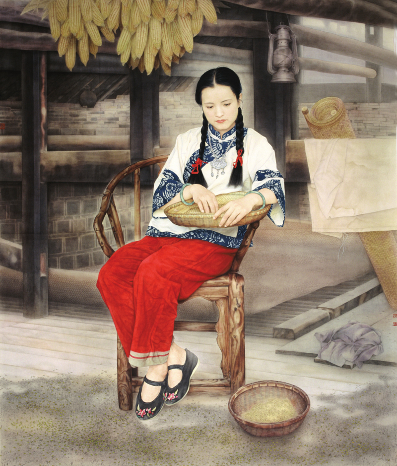 银锁 工笔纸本 2000年 188cm x 180cm