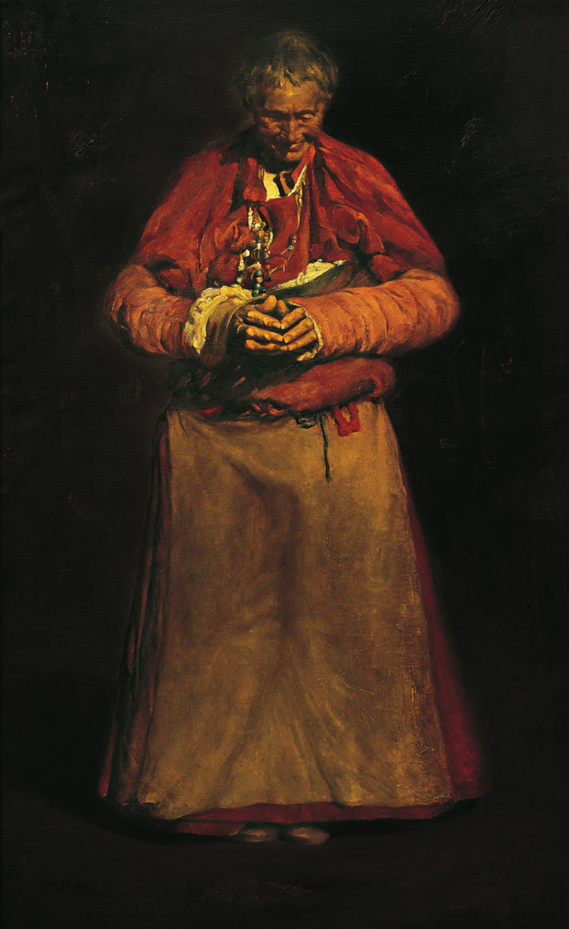 高原的祈祷 布面油画  1998年  140cm×80cm