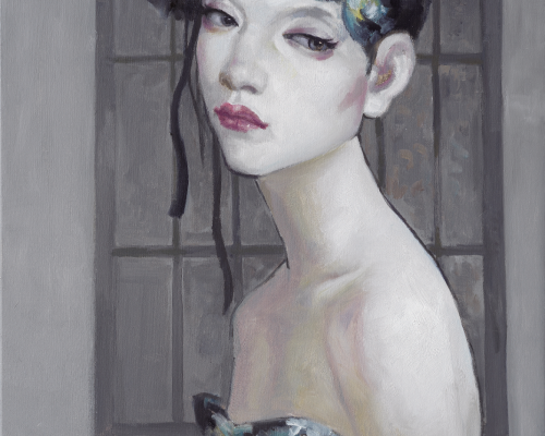 周杰 模特系列之艳 布面油画 60cm×50cm 2021 年